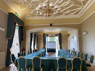 Chichester Room in a U-shape set up for a conference or meeting.