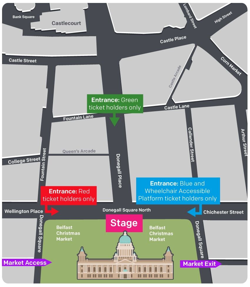 Belfast Christmas lights switch-on map