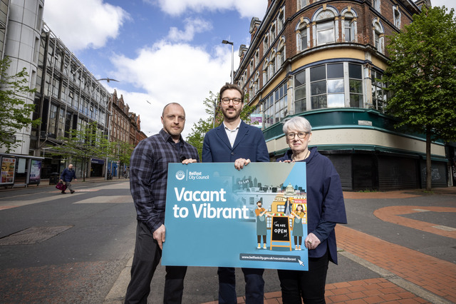Chair of City Growth and Regeneration Committee Cllr Sam Nelson with members of Vault Artists Studio