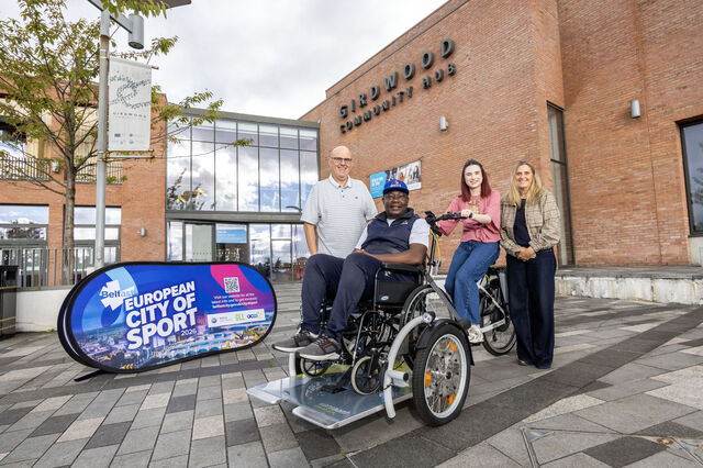Launching Belfast's first wheelchair accessible bike at Girdwood Community Hub.