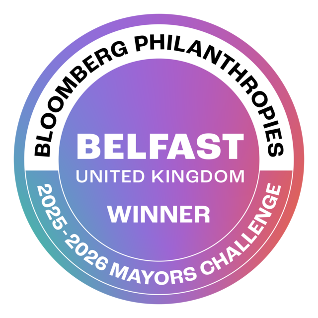 Lord Mayor of Belfast, Councillor Tracy Kelly, with Shane McLaughlin who has been working to regenerate an alley in the Stranmillis area which has been named Foxglove Alley.