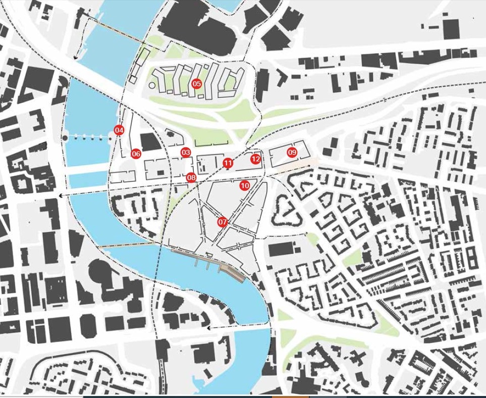 Map showing key transport development projects in East Bank, Belfast