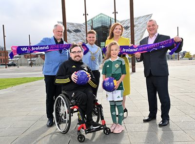 Lord Mayor Councillor Ryan Murphy celebrates Belfast being named a host city for UEFA EURO 2028