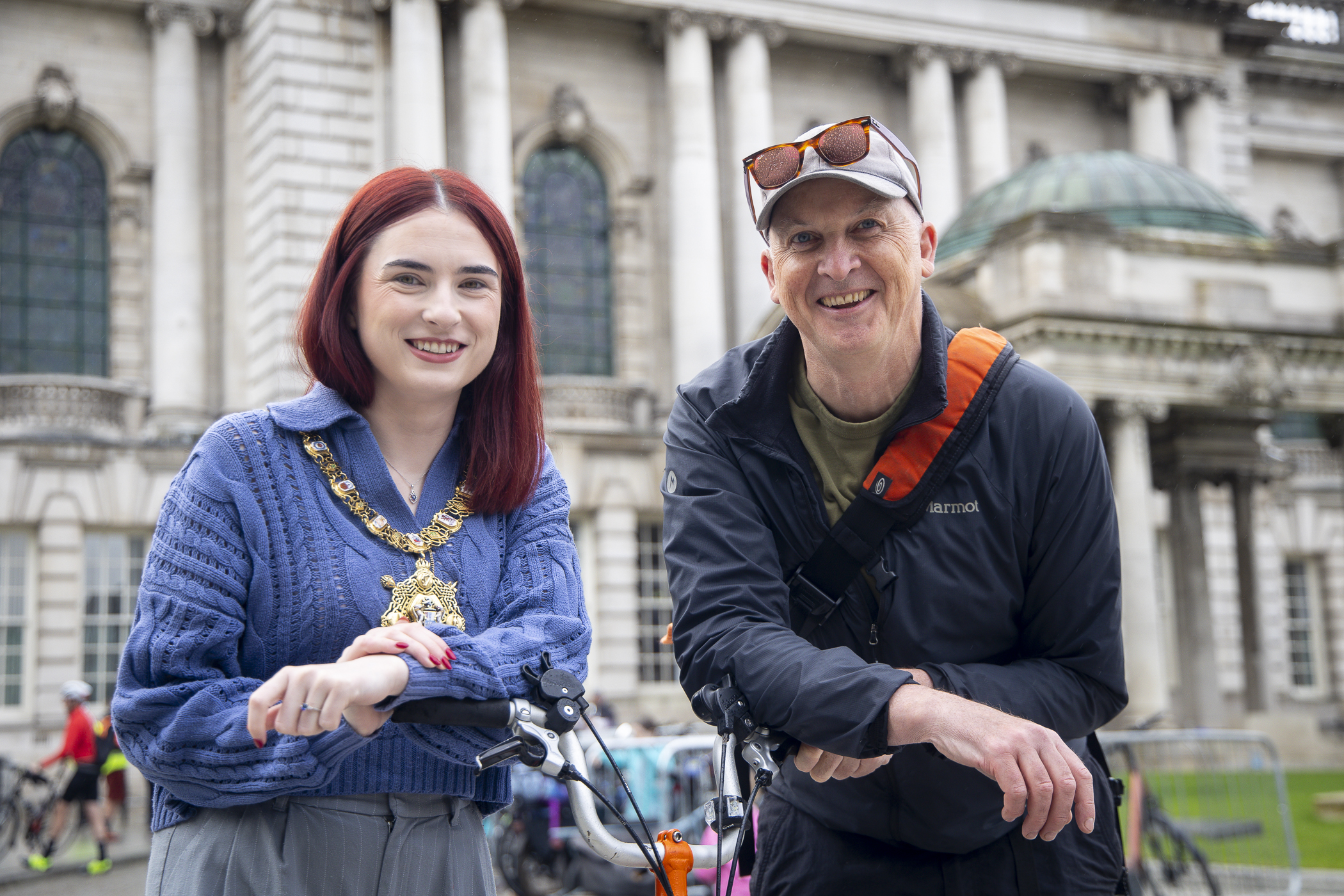 Lord Mayor of Belfast, Councillor Róis-Máire Donnelly, is pictured with Stephen McNally from Cycul, organisers of Ride On Belfast.