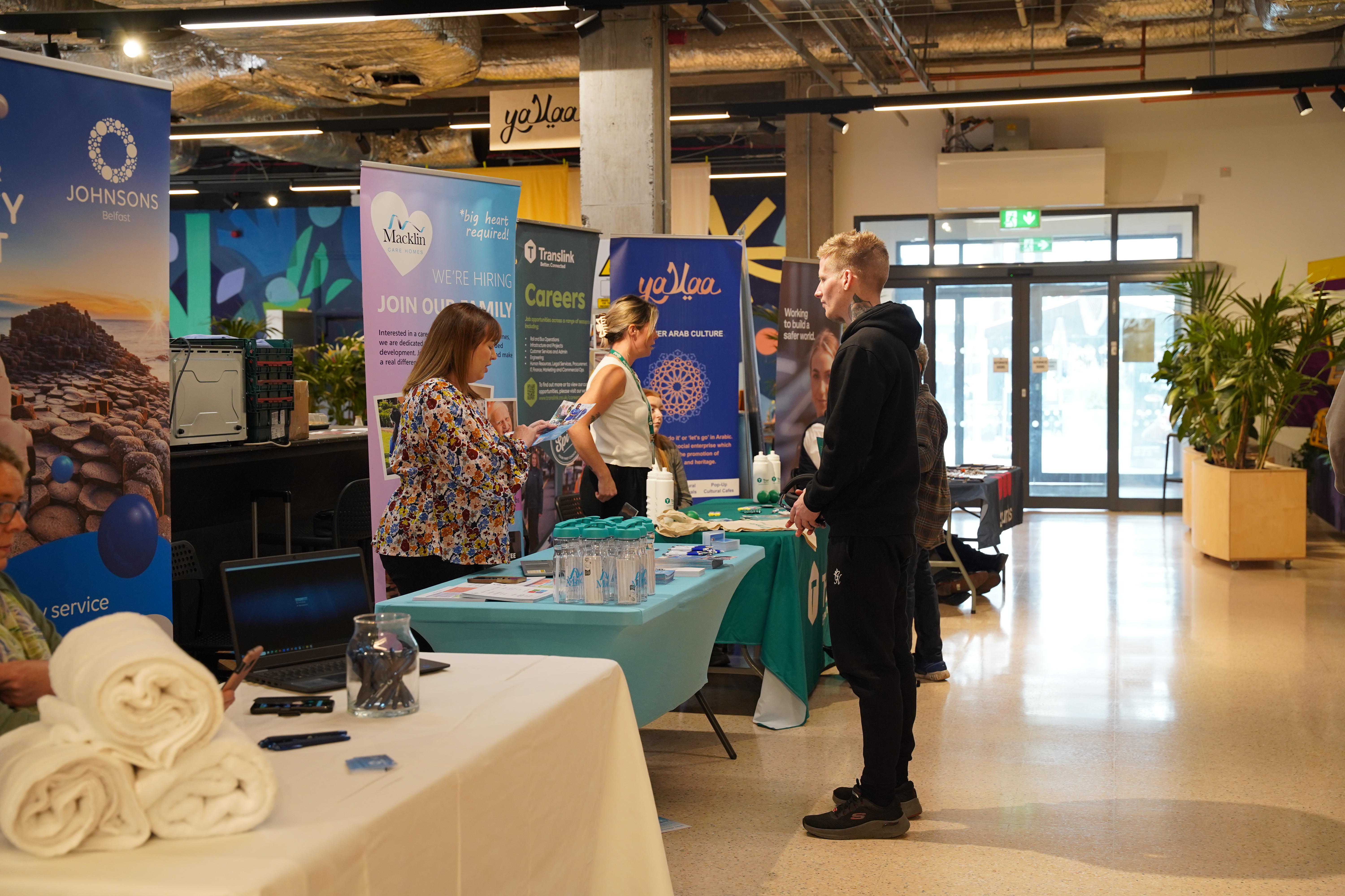 People attending a jobs fair event in 2 Royal Avenue. 