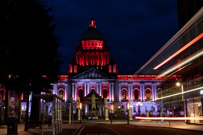 Belfast City Hall lit at night