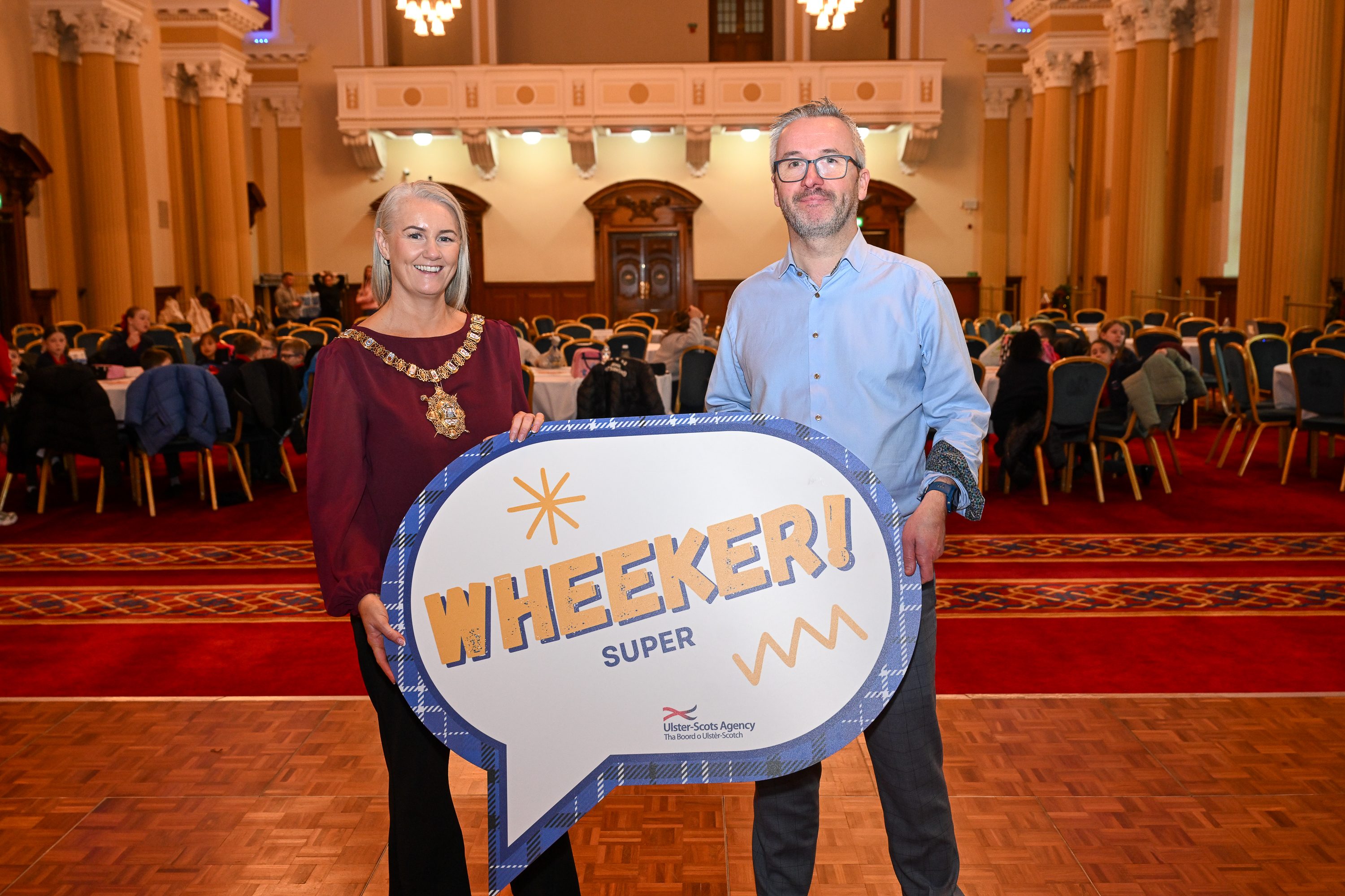 Lord Mayor Cllr Tracy Kelly with William Olphert from the Ulster Scots Agency