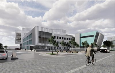 Artists impression of the ECIT Building at Queen's Island in the heart of Titanic Quarter