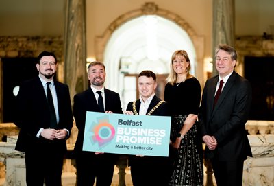 Councillor Paul Doherty, Chris McCracken, Linen Quarter BID, Belfast Lord Mayor Councillor Ryan Murphy, Jenni Barkley, Belfast Harbour and Ian Snowden, Permanent Secretary, DfE