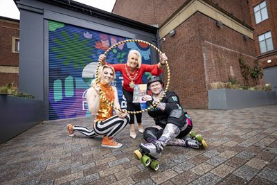Belfast Lord Mayor Councillor Tracy Kelly with Culture Night Belfast performers