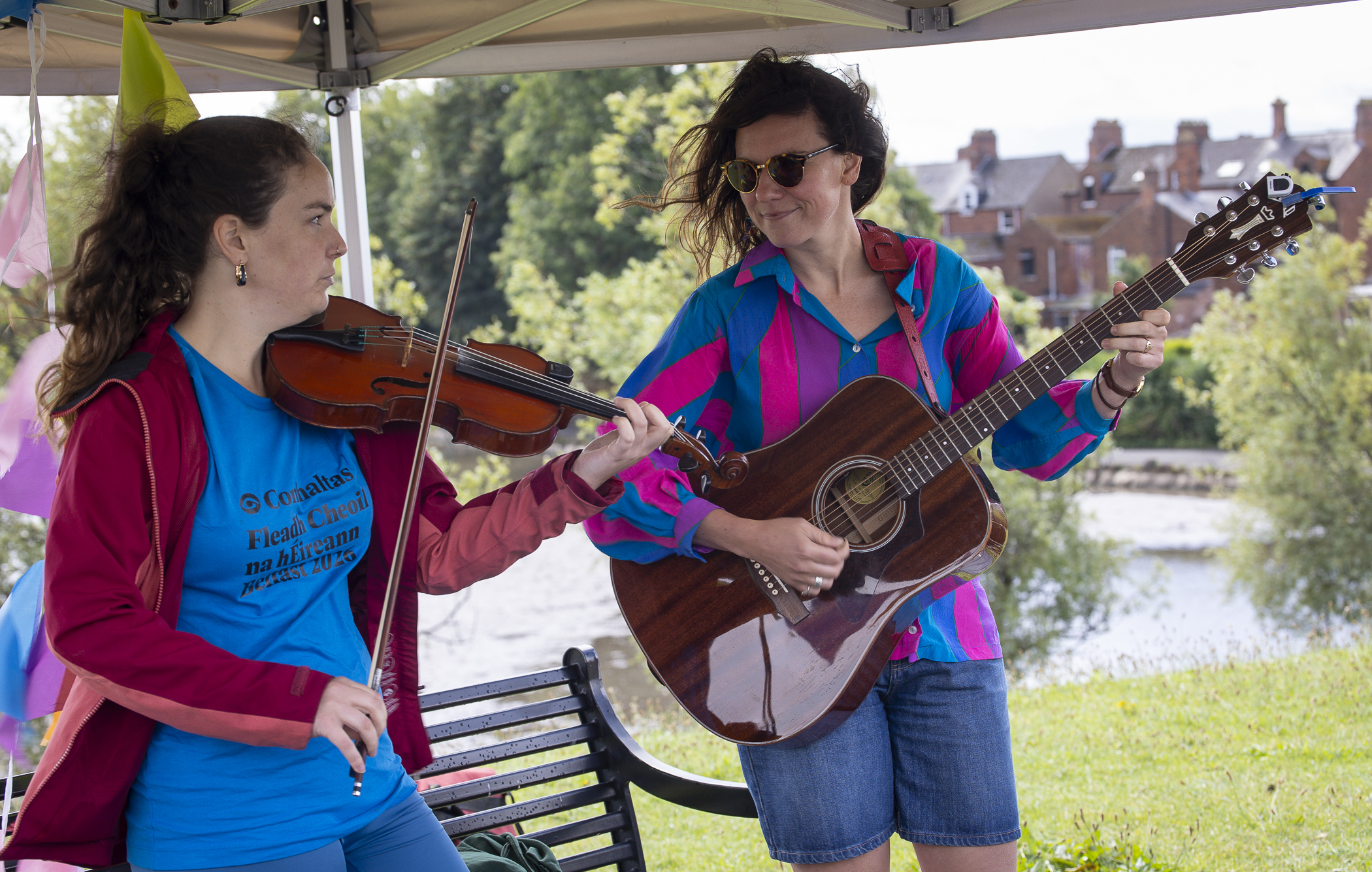 Fiddler and guitarist play at the Waterworks as part of the Fleadh Fringe