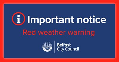 Red weather warning text