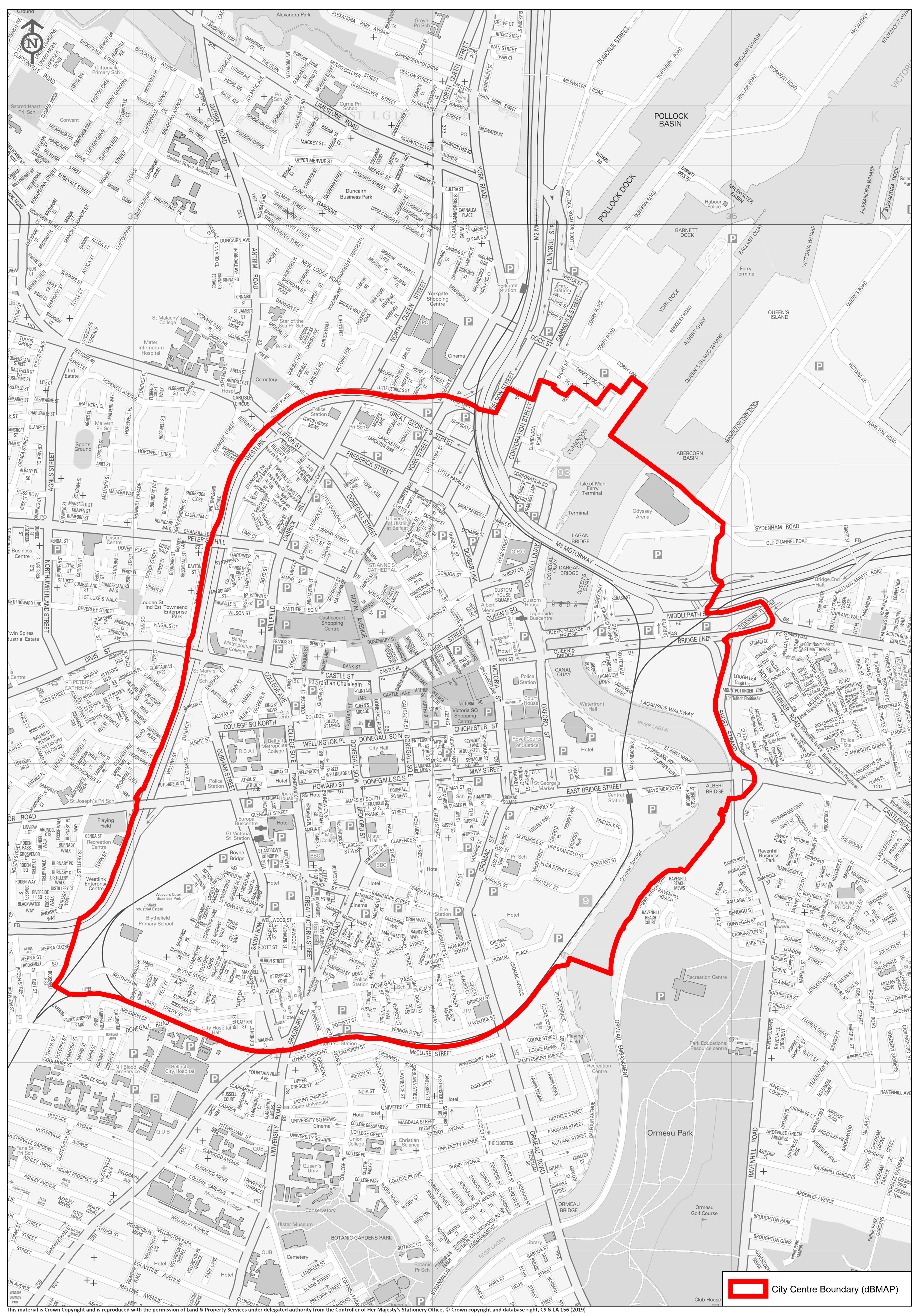 Belfast city centre boundary map