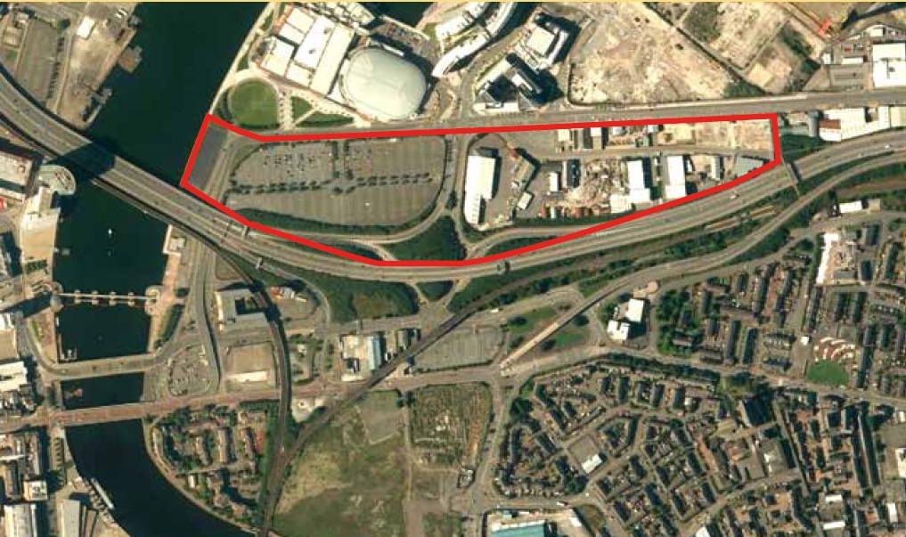 Aerial photograph of Odyssey masterplan development site in East Bank, Belfast