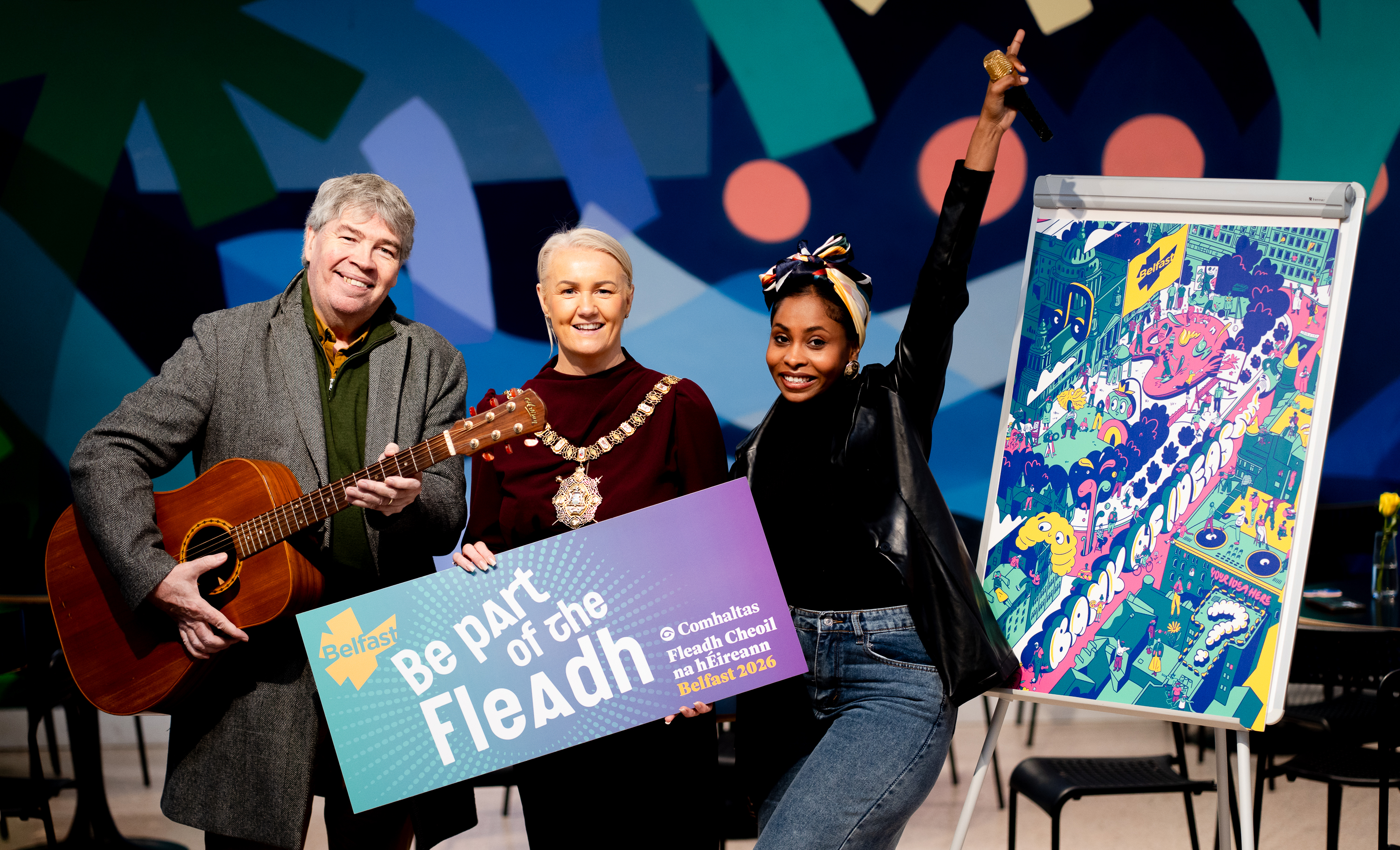 Lord Mayor of Belfast, Councillor Tracy Kelly, joins Belfast residents to highlight funding available through the Bank of Ideas grant scheme . 