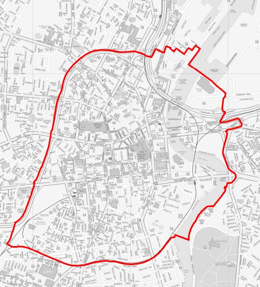City centre boundary map