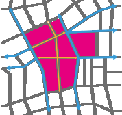 Illustration of roads interconnecting through a site and to the existing road network.