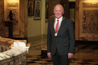 New High Sheriff of Belfast, Councillor John Kyle pictured on the rotunda in City Hall