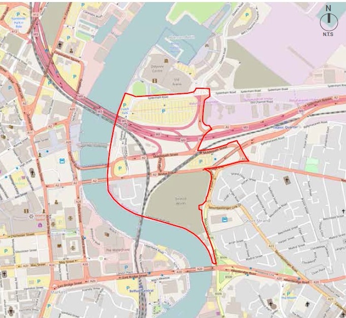 Map showing East Bank redefined movement network in Belfast