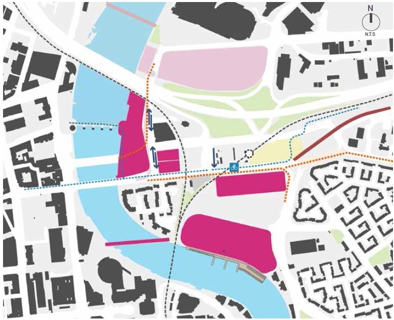 Map showing implementation of Sirocco site development ad city centre gateway in East Bank, Belfast