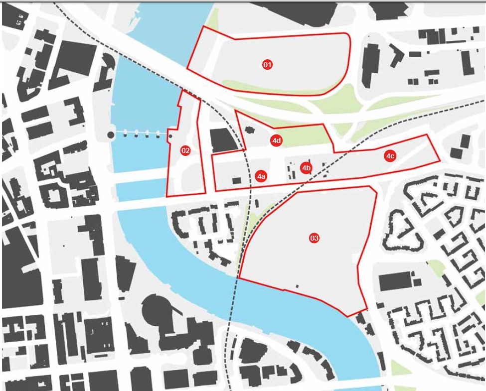 Map showing key development sites in East Bank, Belfast