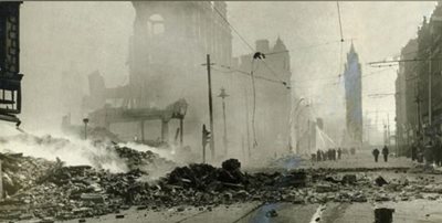 A bombed Belfast street in 1941