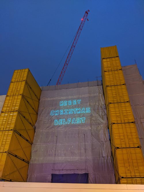 Christmas lighting project in Belfast City Centre. Creative concept by Imitating the Dog, installation by Galaxy Facilities Management.