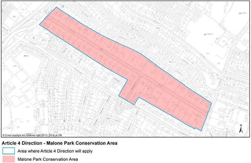 Map showing the location for Malone Park conservation area.
