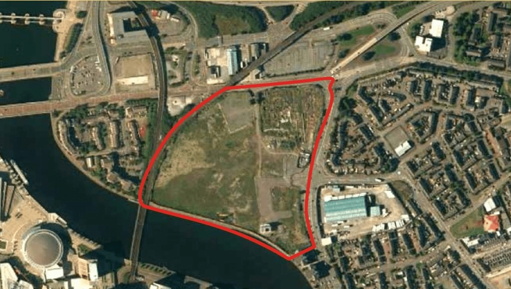 Aerial photograph of Sirocco site in East Bank, Belfast