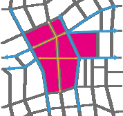 Illustration of roads interconnecting through a site and to the existing road network.