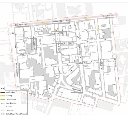 Map shows vehicle movement in the Linen Quarter, Belfast