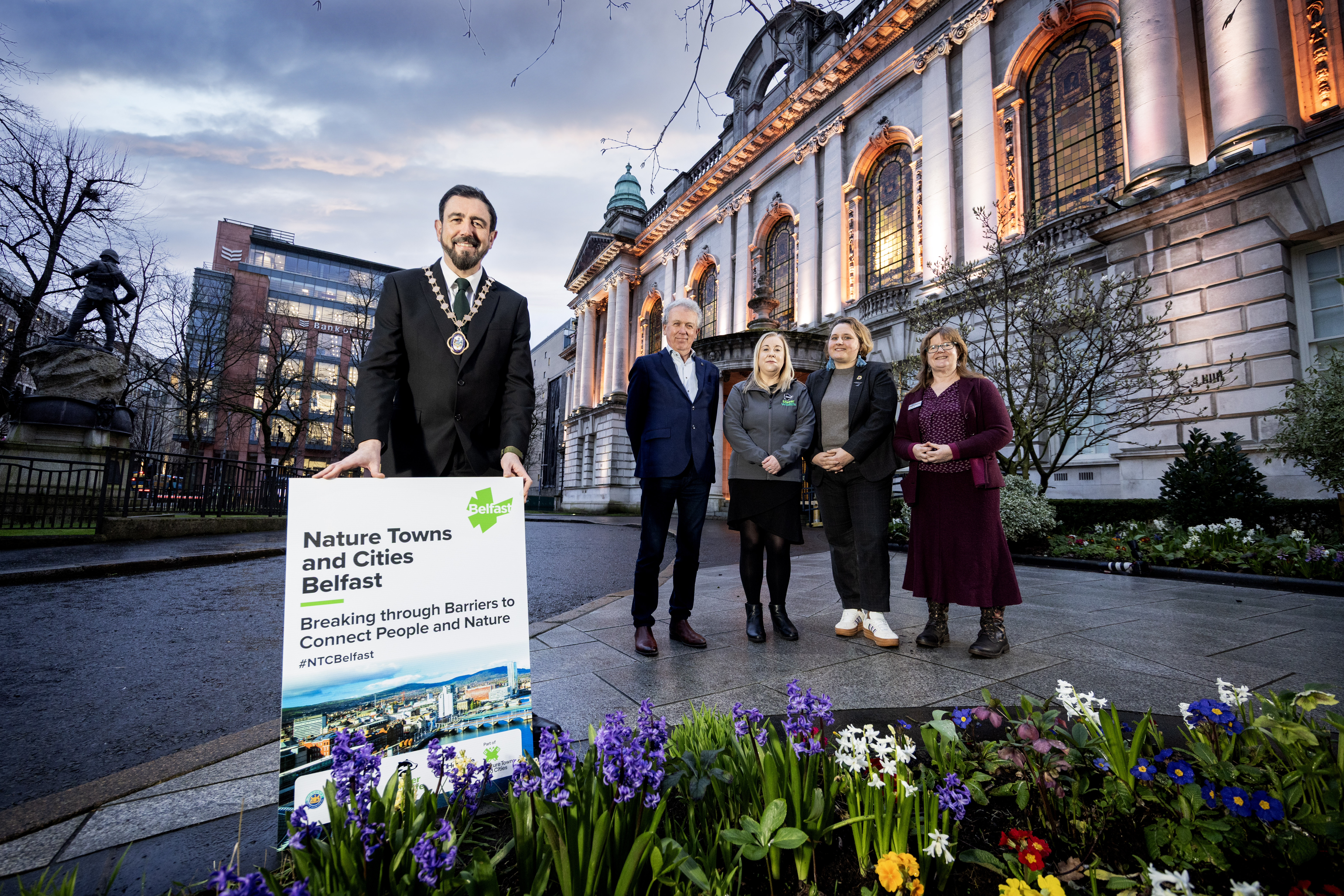 Photo: From left to right, Deputy Lord Mayor, Councillor Paul Doherty, Paul Mullan - NI Director - The National Lottery Heritage Fund, Dawn Miskelly - CEO - Ulster Wildlife, Victoria Bradford-Keegan -