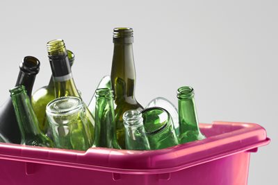 Purple glass recycling box