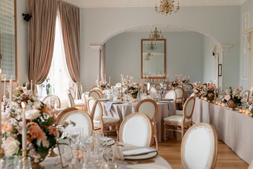 The Harberton Room decorated for a wedding.
